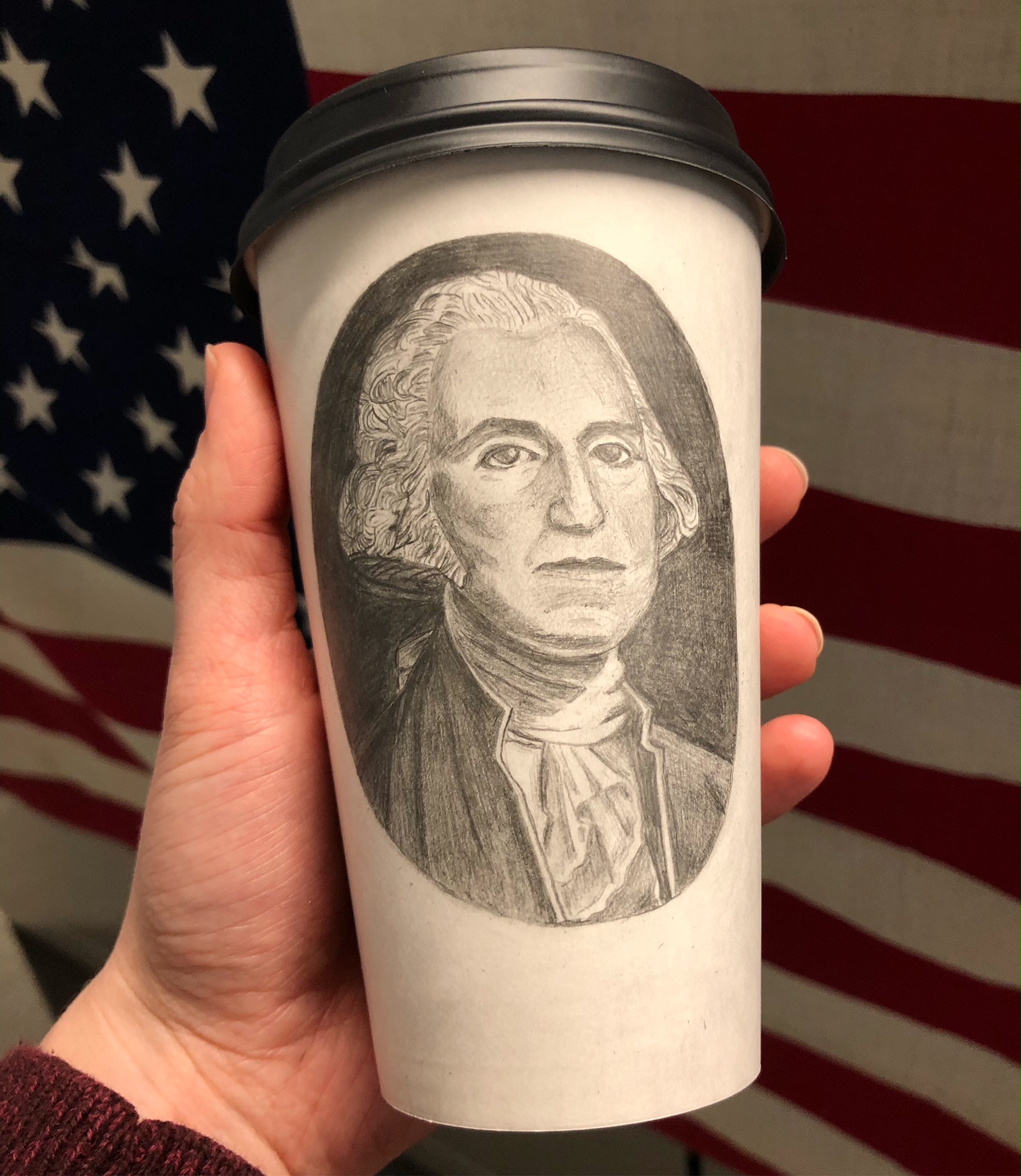 George Washington coffee cup sketch