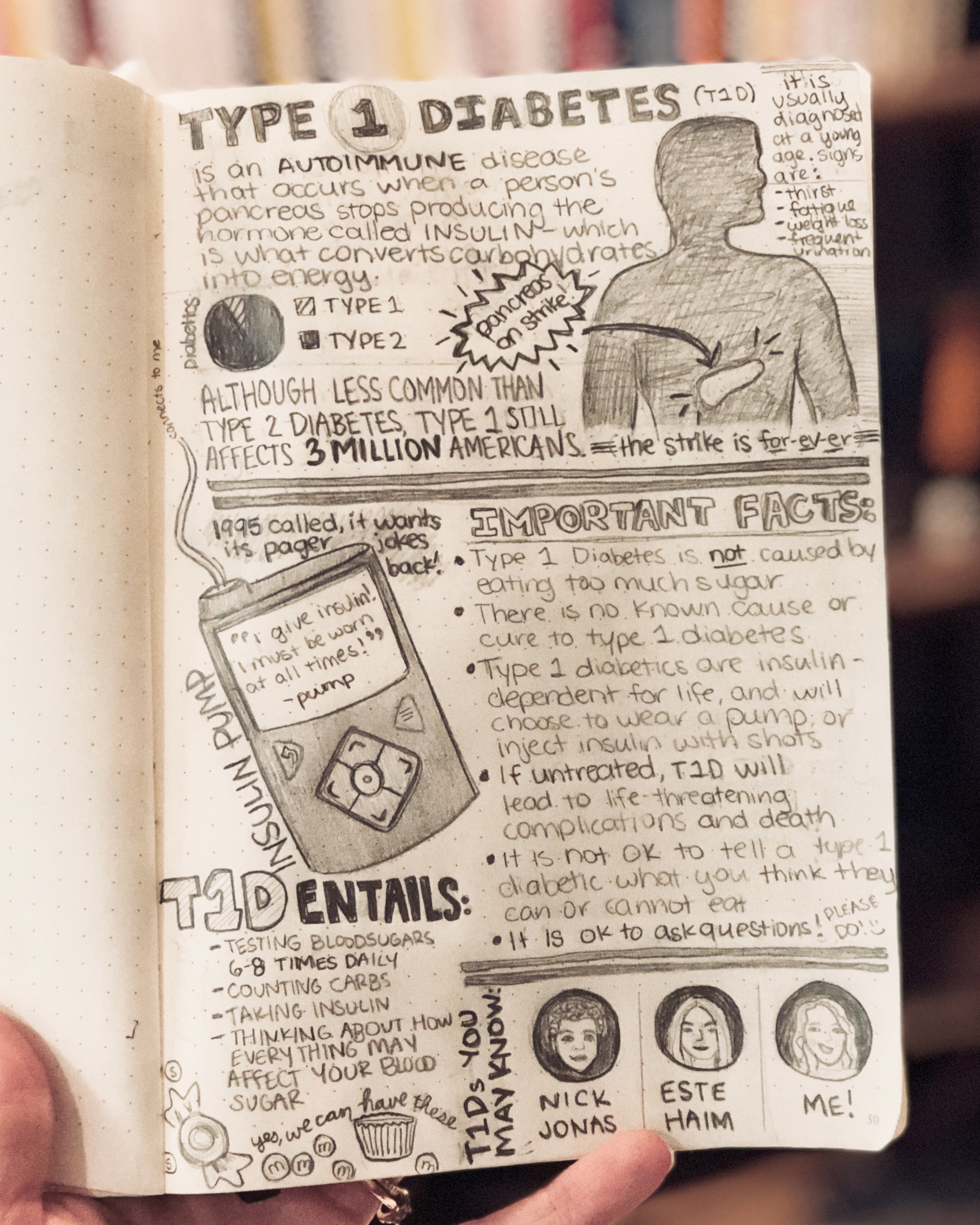 Type 1 Diabetes infographic sketch