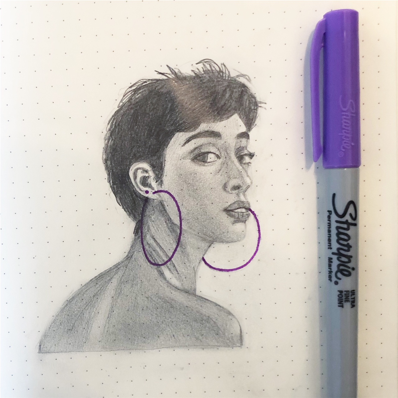 Girl with hoop earrings illustration